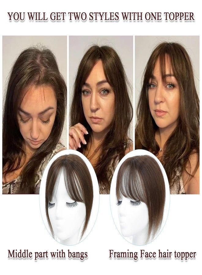 UDU Hair Toppers for Women Real Human Hair Human Hair Toppers with Bangs Clip In Bangs Wiglets Hair Pieces for Women with Thinning Hair Hair Loss Cover Gray Hair - Image 5
